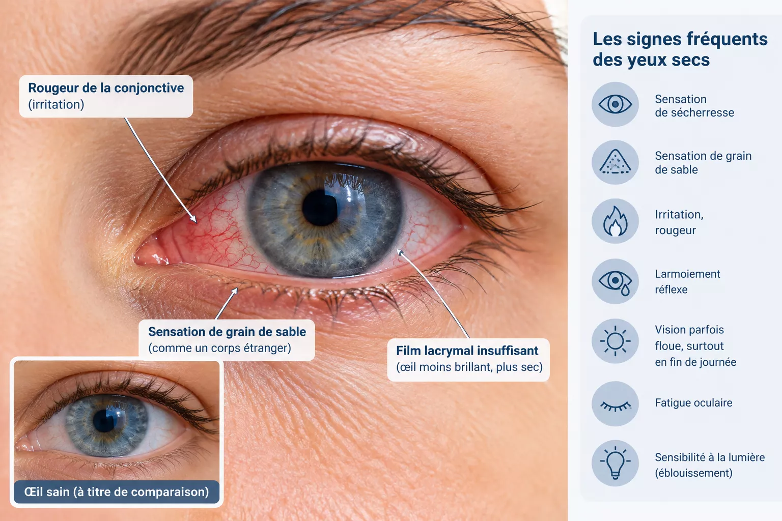 signes des yeux secs